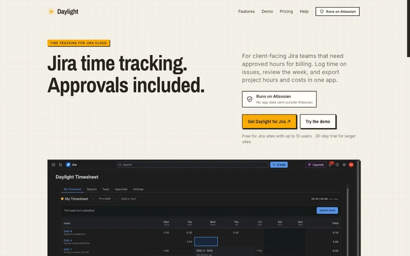 Daylight's Jira timesheet and reporting interface